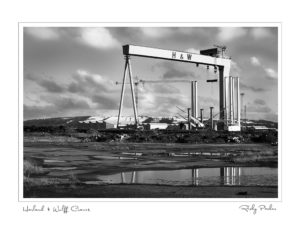 Harland Wolff Cranes BW by Ricky Parker Photography
